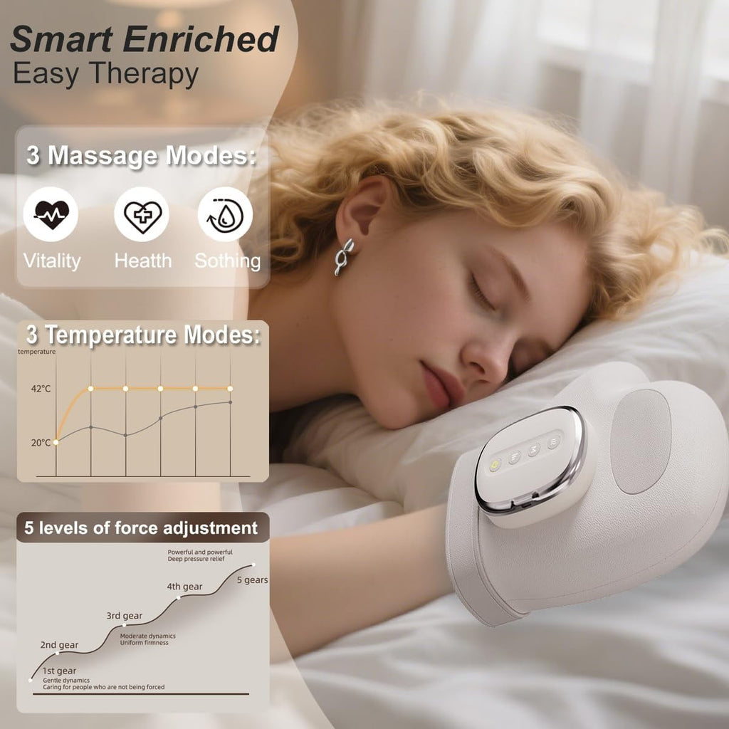 Hand Massager with Heat & Compression - Relieves Hand Fatigue & Soreness - Wrists & Fingers Massager for Stress & Pain Relief - Cordless Hand Massager for Arthritis & Carpal Tunnel - Ideal Gift