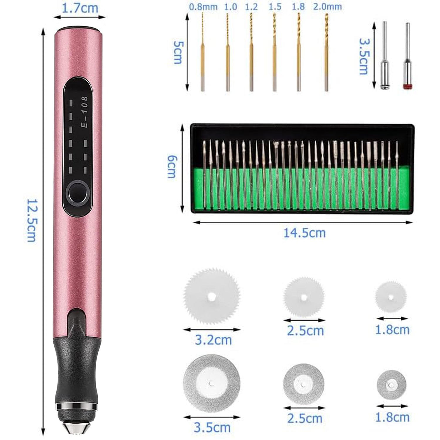 Wiher Electric Engraving Pen Kit with 42 Bits, Mini Electric DIY Engraver Cordless Rotary Tools Portable Engraving Tool for Jewelry Wood Metal Stone Plastic Glass Etching (Pink)