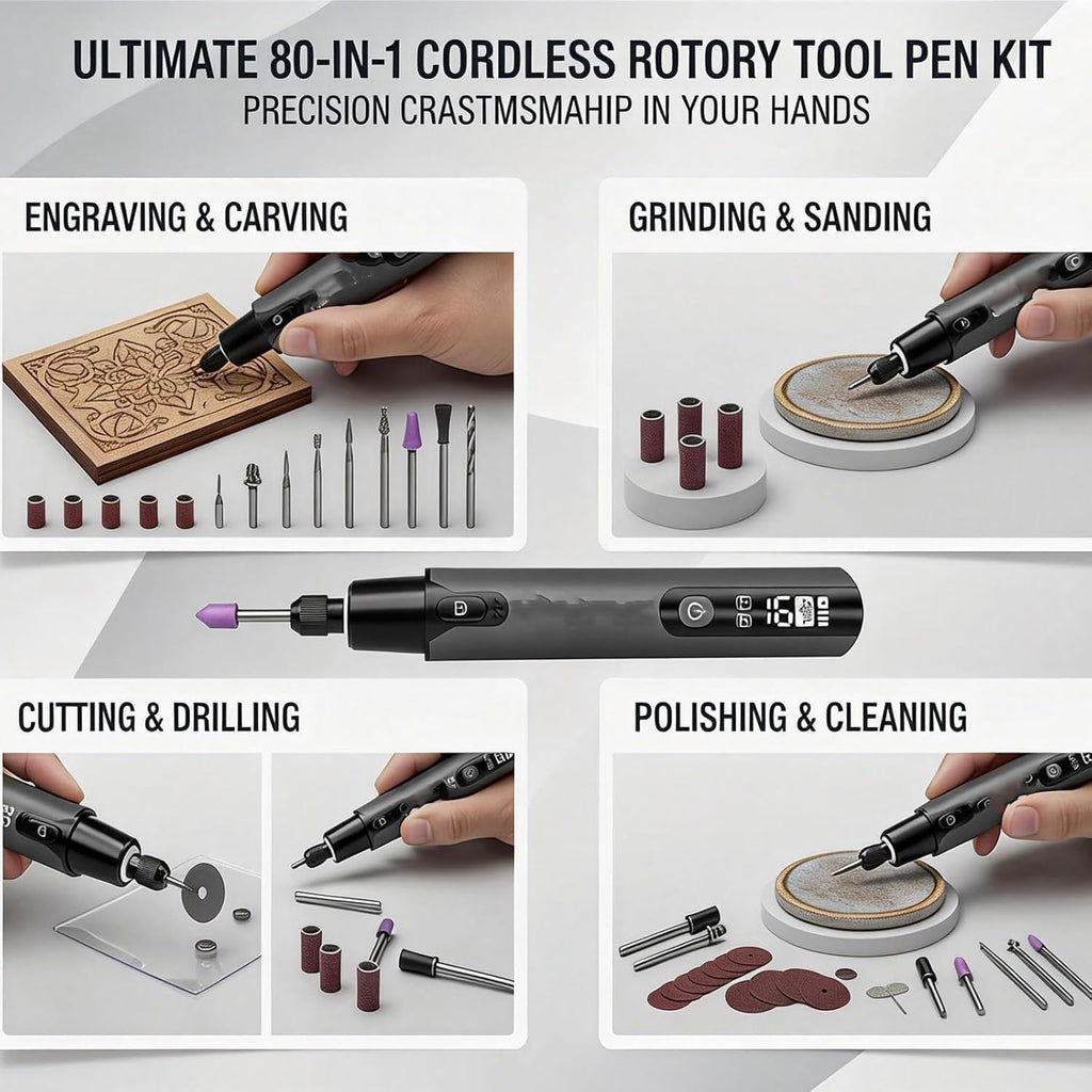 Mini Cordless Rotary Tool, 6-Speed Rotary Tool Kit with 50 Accessories, Multi-Purpose and USB Charging Power Rotary Tool for Engraving, Sanding, Polishing, Drilling, Etching, DIY Crafts,Black