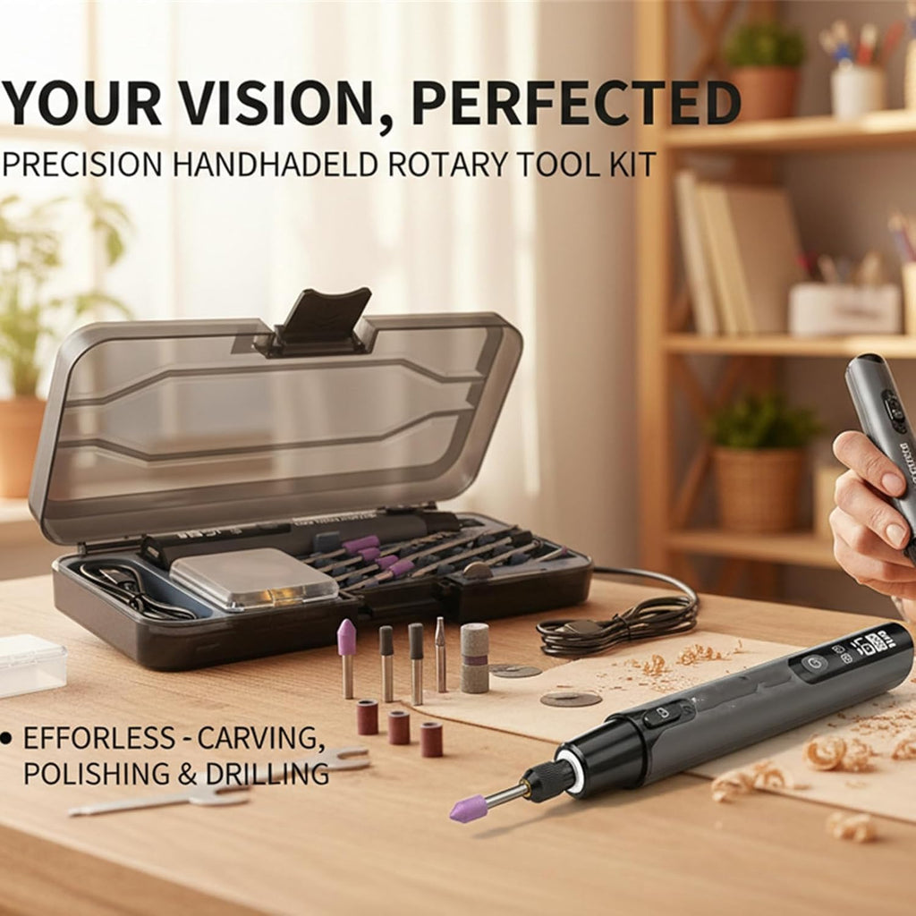 Mini Cordless Rotary Tool, 6-Speed Rotary Tool Kit with 50 Accessories, Multi-Purpose and USB Charging Power Rotary Tool for Engraving, Sanding, Polishing, Drilling, Etching, DIY Crafts,Black