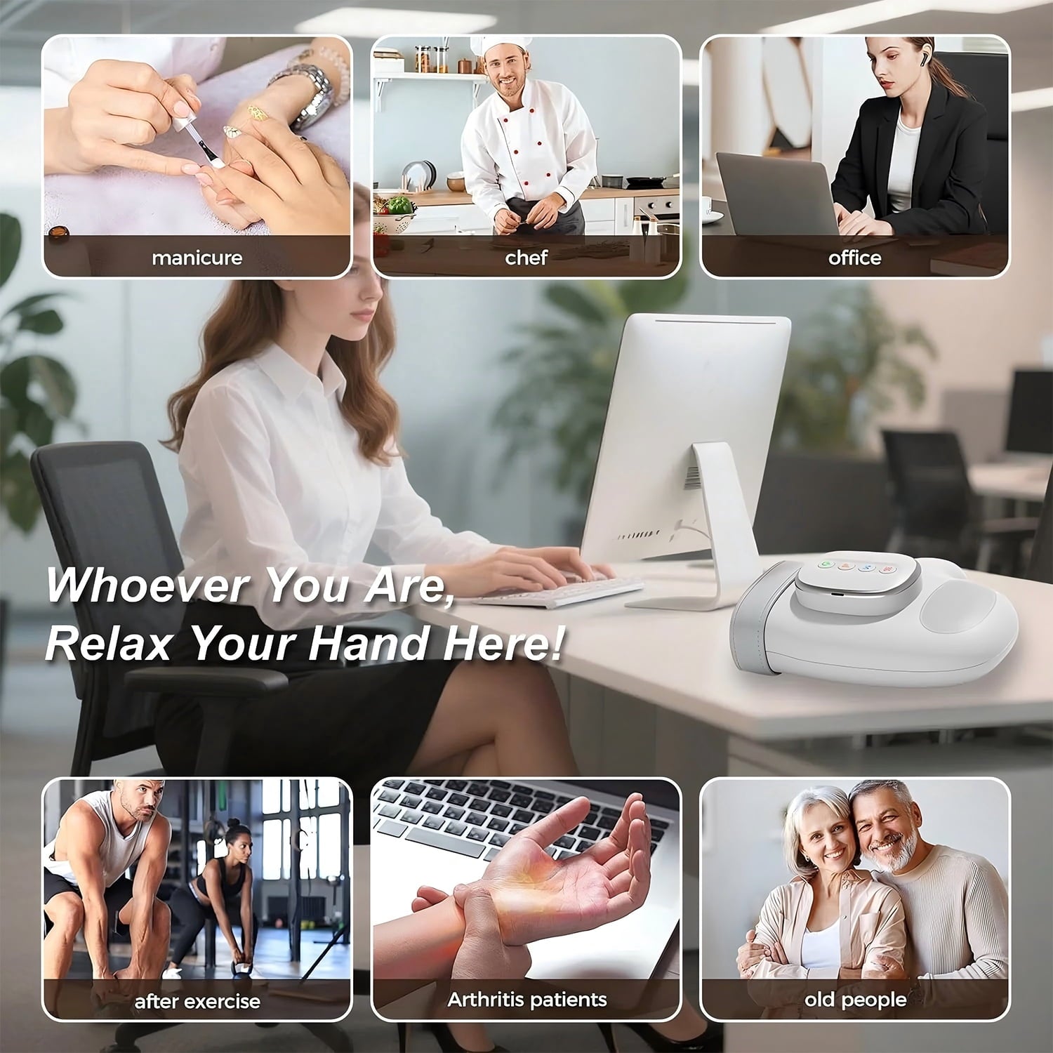 Hand Massager with Heat & Compression - Relieves Hand Fatigue & Soreness - Wrists & Fingers Massager for Stress & Pain Relief - Cordless Hand Massager for Arthritis & Carpal Tunnel - Ideal Gift