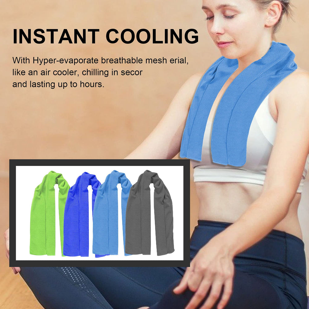 4 Pack Cooling Towels Ice Towel for Neck and Face Soft Breathable Chilly Microfiber Keep Cool Towels for Yoga Gym Fitness Camping Running Workout & More Activities 40 x 12