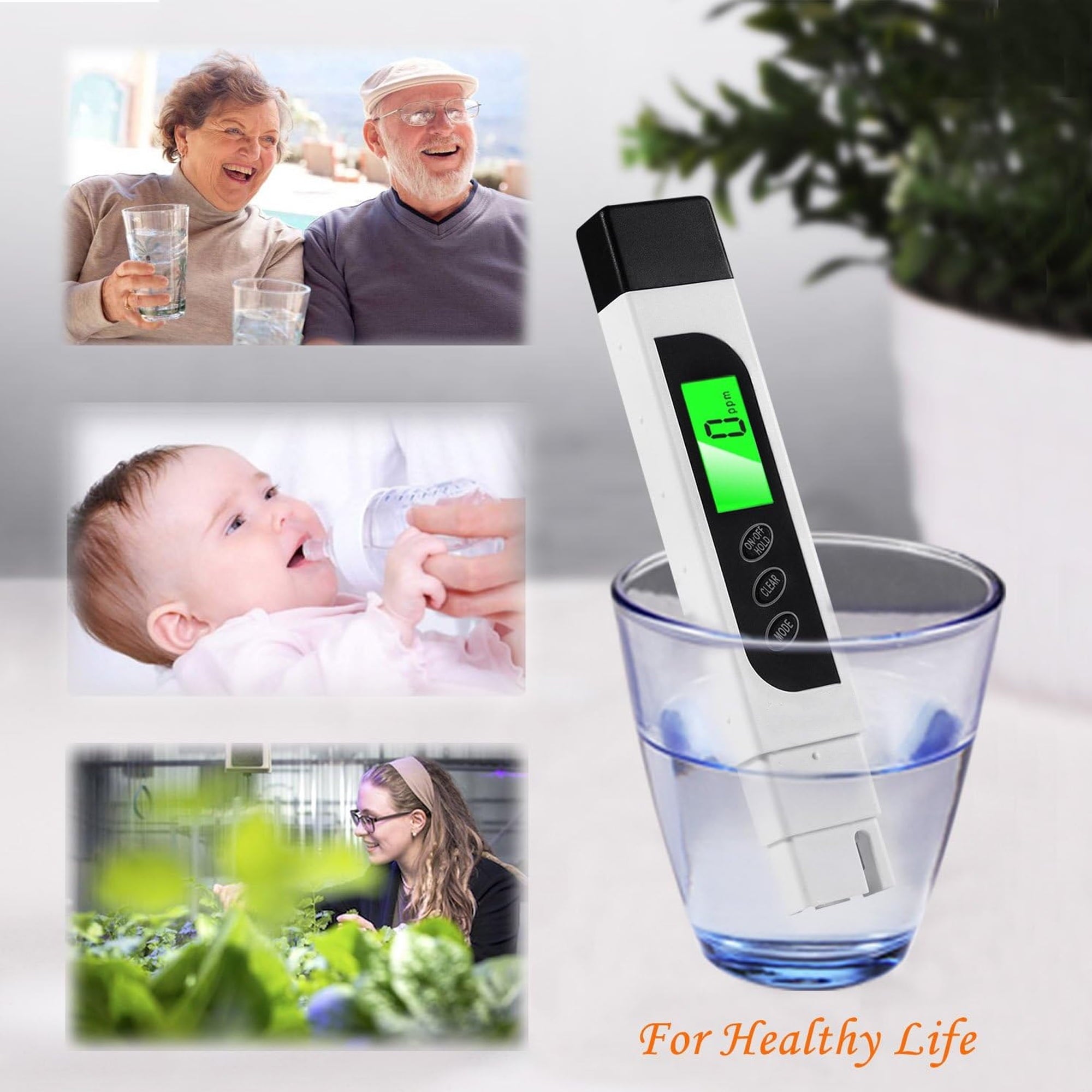 TDS Digital Water Tester Meter TDS/EC/Temperature Water Tester Pen Hand-held 3-in-1 Water Purity Tester for Drinking Water Hydroponics Plants Aquarium and Pool