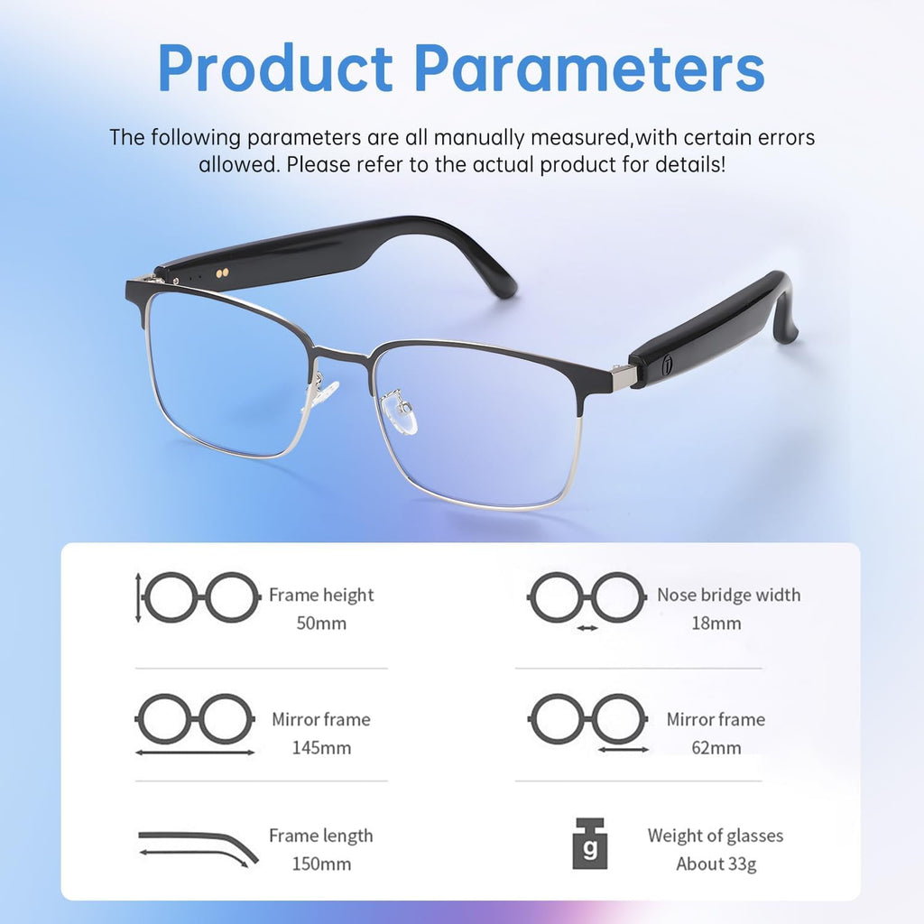 Wiher Smart Glasses with AI Translation Bluetooth Audio Sunglasses with Photochromic Lenses Voice Assistant Real-Time Translation Supports 144+ Languages Great for Business Travel Silver