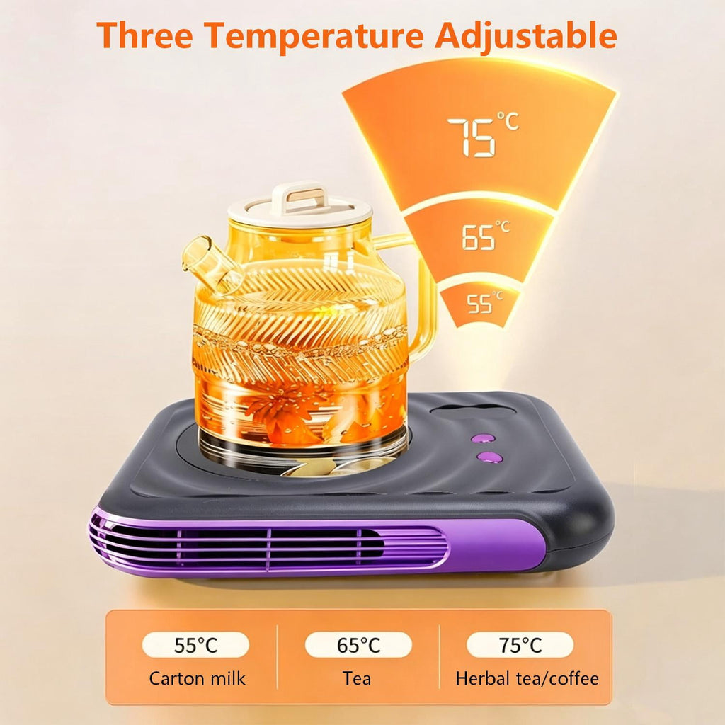 Coffee Mug Warmer 2-in-1 Coffee Cup Warmer & Personal Heater for Desk Electric Cup Warmer with 3 Temperature Settings for Heating Milk Tea Water Coffee Accessories for Home & Office Gray