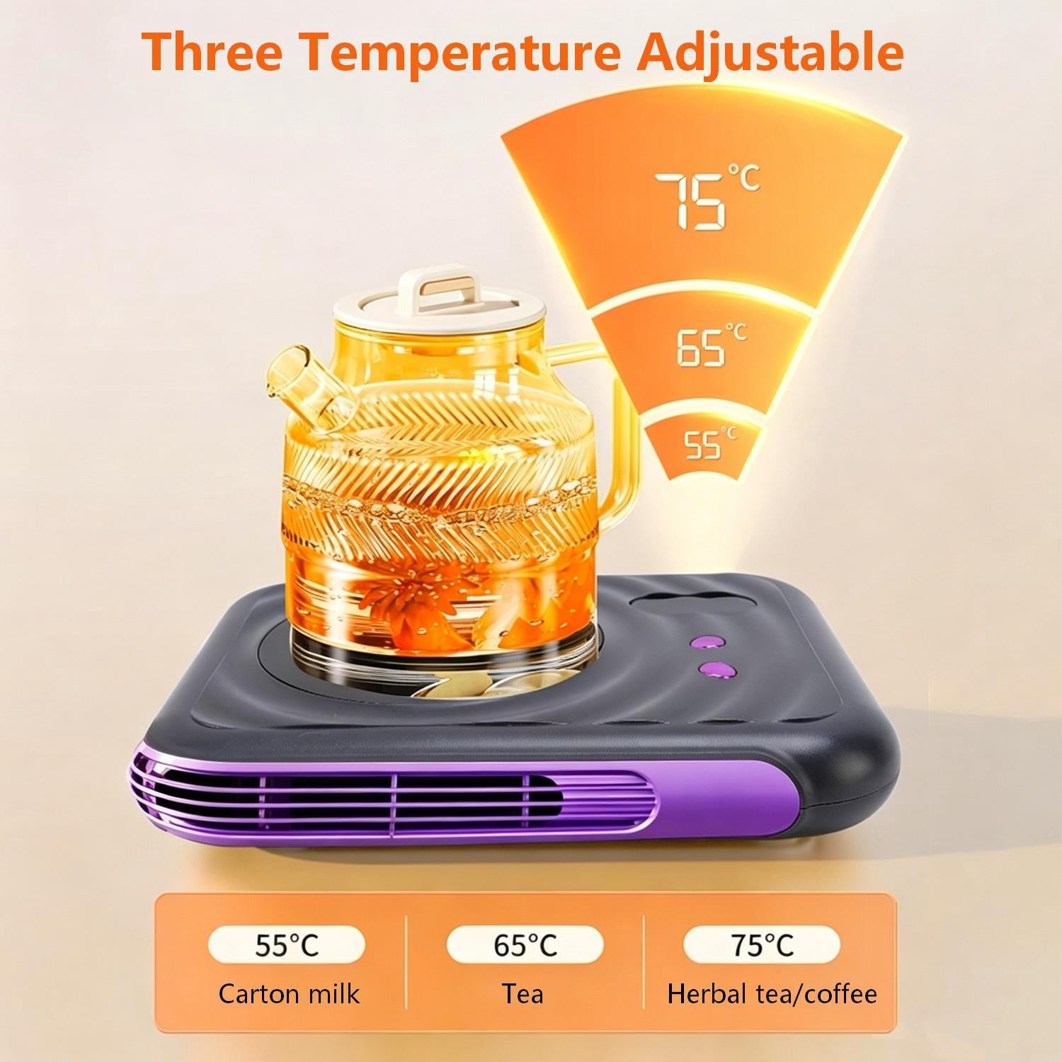Coffee Mug Warmer 2-in-1 Coffee Cup Warmer & Personal Heater for Desk Electric Cup Warmer with 3 Temperature Settings for Heating Milk Tea Water Coffee Accessories for Home & Office Gray