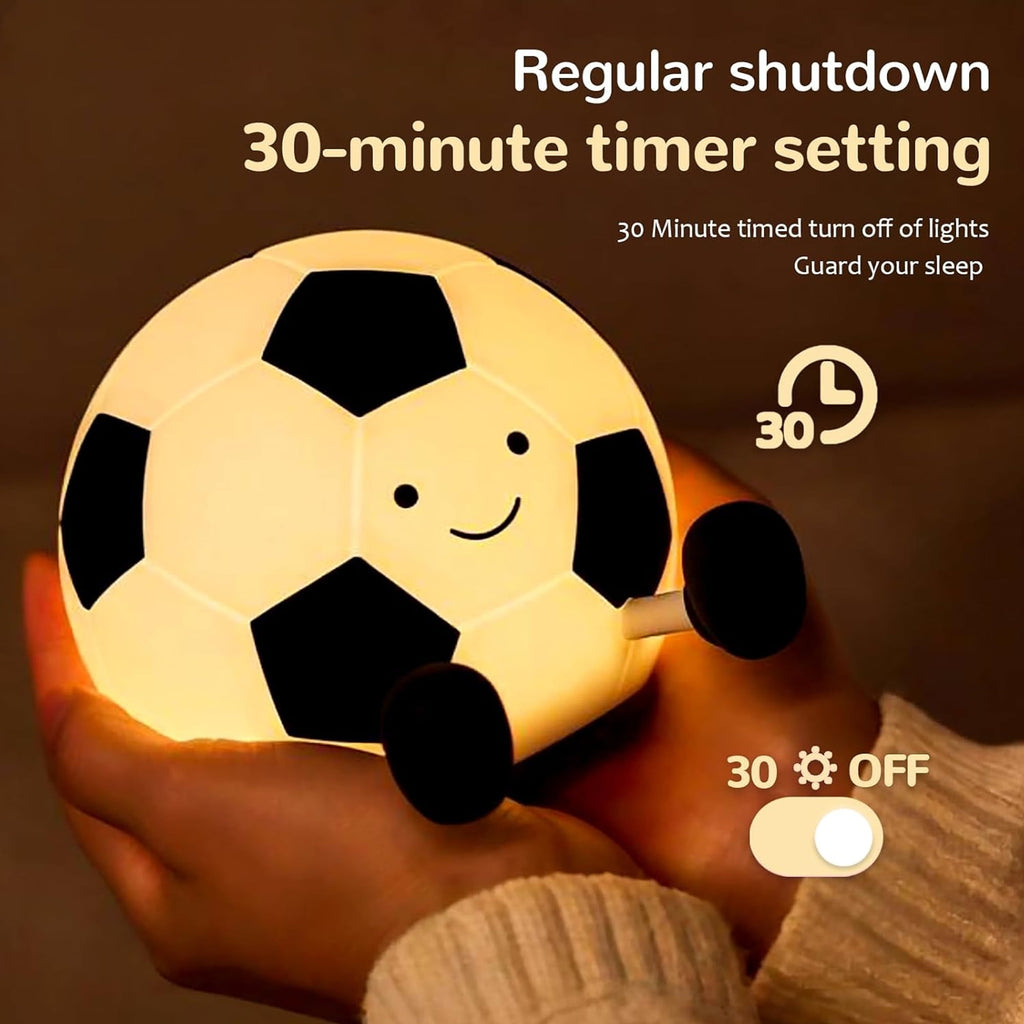 Soccer Night Light Silicone Touch Night Lamp Dimmable with Soft Touch Rechargeable Dimmable and Soft Touch Lamp with Timer Birthday Easter Soccer Lover Gifts for Kids Teens Boys Girls