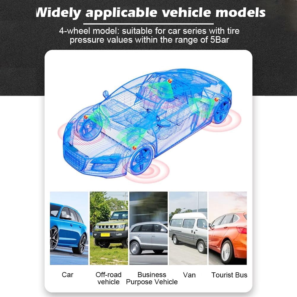 RV Tire Pressure Monitoring System Tire Pressure Monitor with Solar Charge LCD Display Auto Sleep Mode for Trailer Truck Off Road Pickup(4 Sensors External Didi Version)