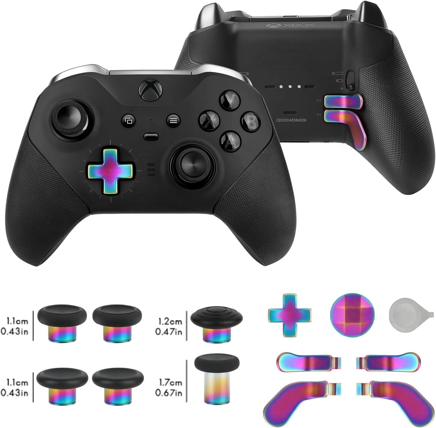 Prociv 17 in 1 Metal Thumbsticks for Xbox One Elite Series 2 Elite Series 2 Controller Accessory Parts Gaming Accessory Replacement Metal Mod 6 Swap Joystick 4 Paddles 2 D-Pads 1 Tool (Color)