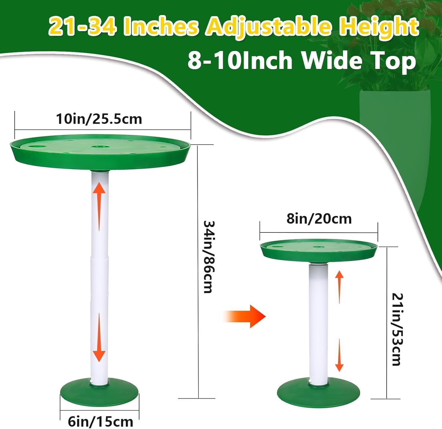 2 Pack Plant Risers for Inside Pots 21-34 Adjustable Height Plant Risers with Drainage Holes Rise Planter Filler Risers for Tall Flower Pots and Large Plant Pots 6 8 10 Base or Top