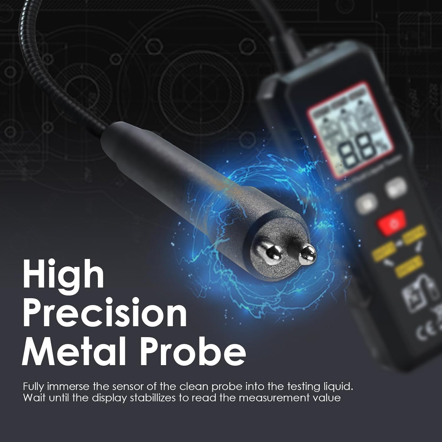 8.5-inch Digital Brake Fluid Tester Brake Fluid Moisture Tester with Light LCD Screen Data Hold 3 Colors Alarm for Auto Care for DOT3 DOT4 DOT5.1