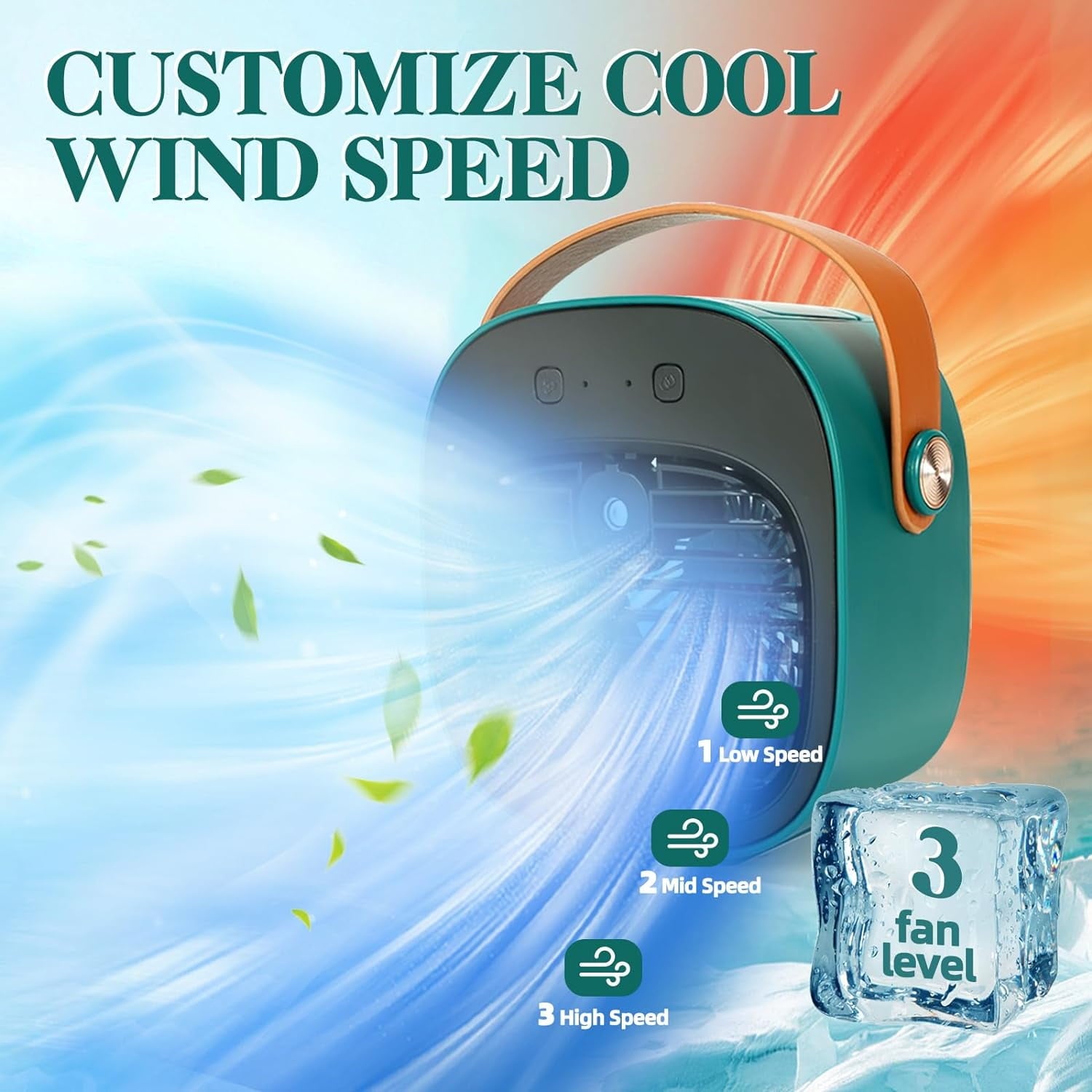 Air Fan Portable Rechargeable Personal Air Cooler Quiet Mini Air Conditioner Fan with 3 Speeds Desk Cooling Fan for Bedroom Car Home Camping Travel and Office
