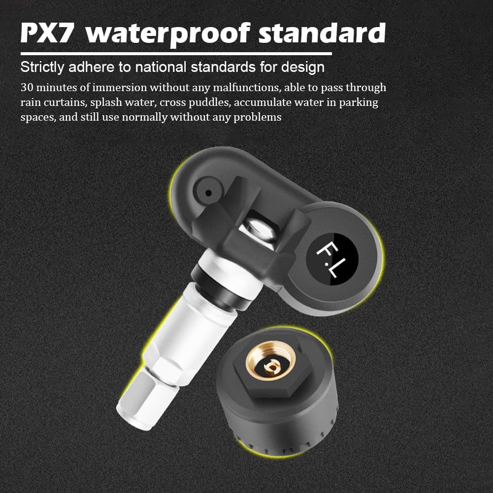 RV Tire Pressure Monitoring System Tire Pressure Monitor with Solar Charge LCD Display Auto Sleep Mode for Trailer Truck Off Road Pickup(4 Sensors Built In Didi Version)