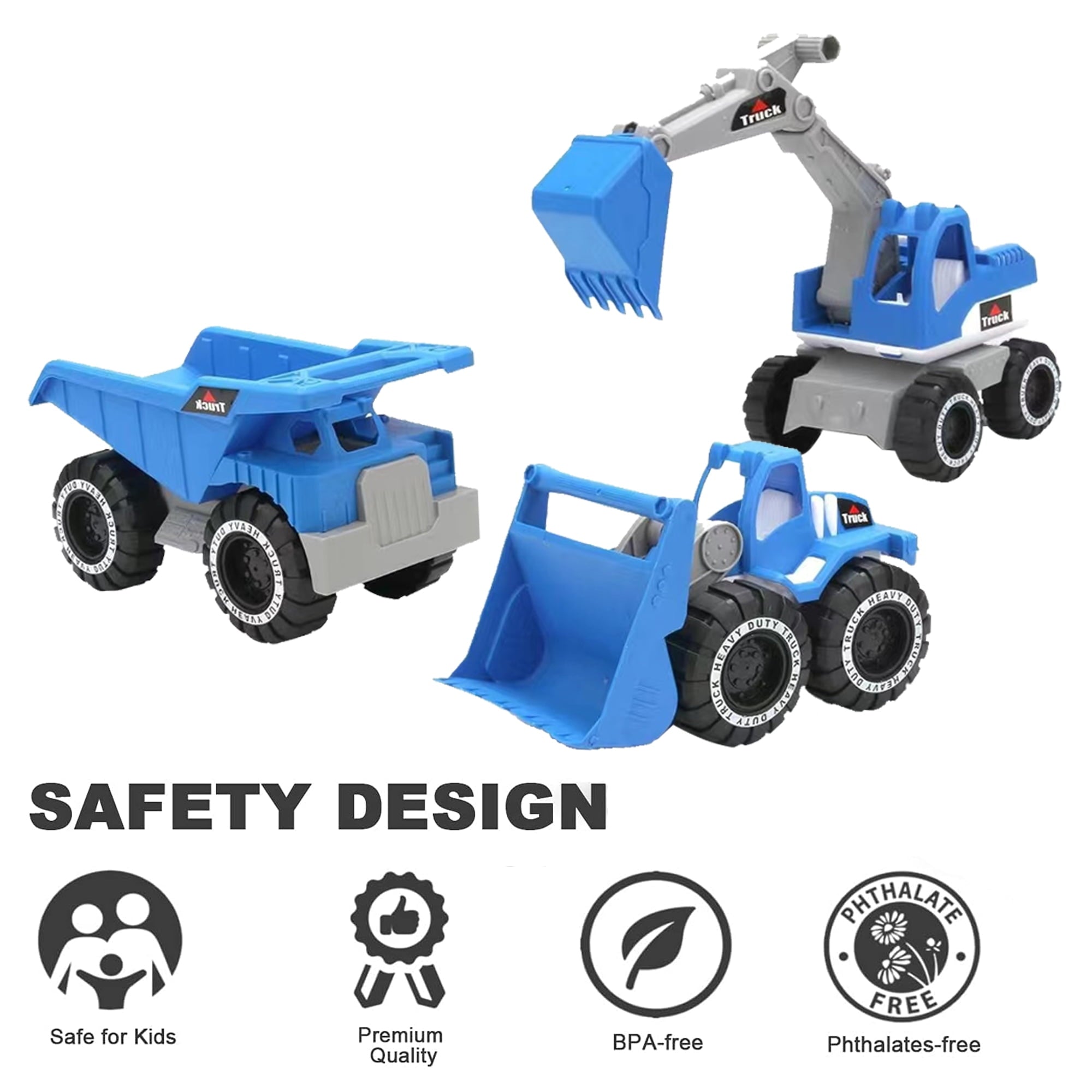 Engineering Construction Vehicle Set 3Pcs construction Play Car Toy Outdoor Sandbox Car Toys for Kids Ages 2 & up Dump Truck Loader Excavator Best Birthday Gifts for Kid