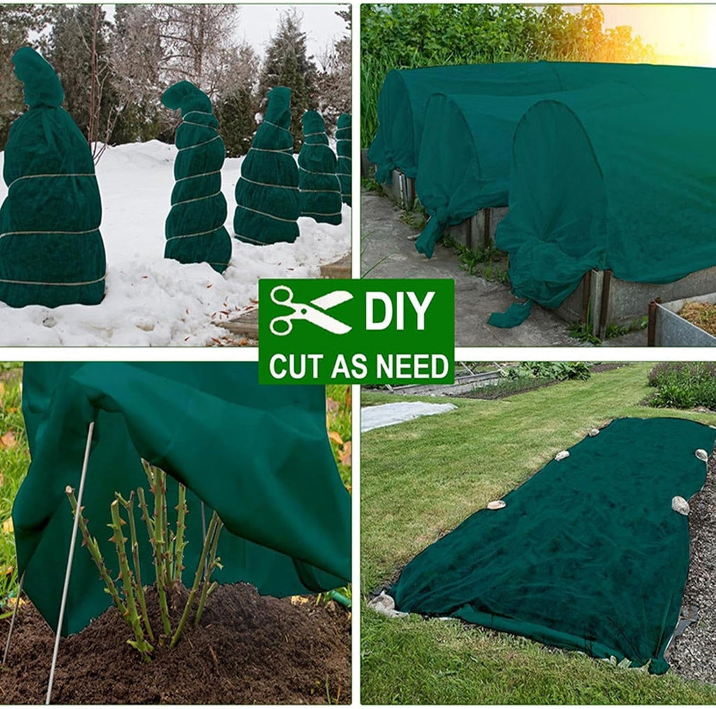 Thick Plant Frost Protection Blanket 10x33Ft Plant Covers Freeze Protection Reusable Winter Garden Floating Row Cover Non-Woven Fabric Frost Cloth for Outdoor Plants Green