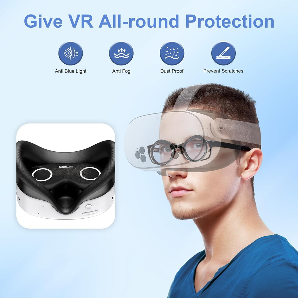 Lens Protector Set Compatible with Meta Quest 3S Accessories Soft Lens Protector Cover Glasses Spacer with Blue Light Blocking Glasses for Oculus Quest 3S/Quest 2
