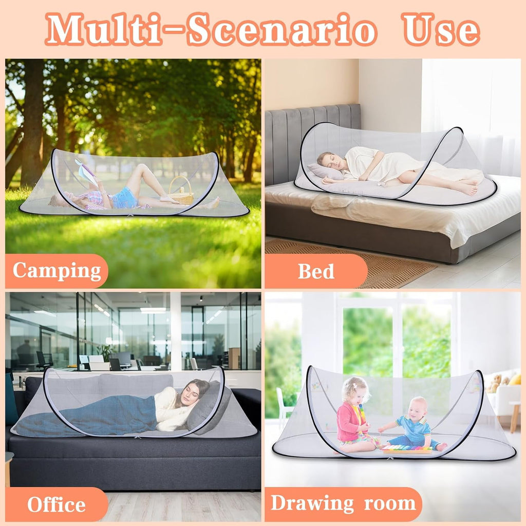 AmzDoer Mosquito Tent with Bottom Portable Foldable Mosquito Net for Outdoor Foldable Mosquito Net for Camping Personal Insect-Proof Canopy Mosquito Net for Bed Camping Travel Patio Suitable