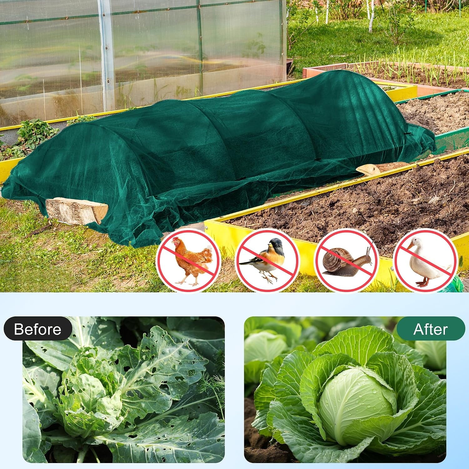 Thick Plant Frost Protection Blanket 10x33Ft Plant Covers Freeze Protection Reusable Winter Garden Floating Row Cover Non-Woven Fabric Frost Cloth for Outdoor Plants Green