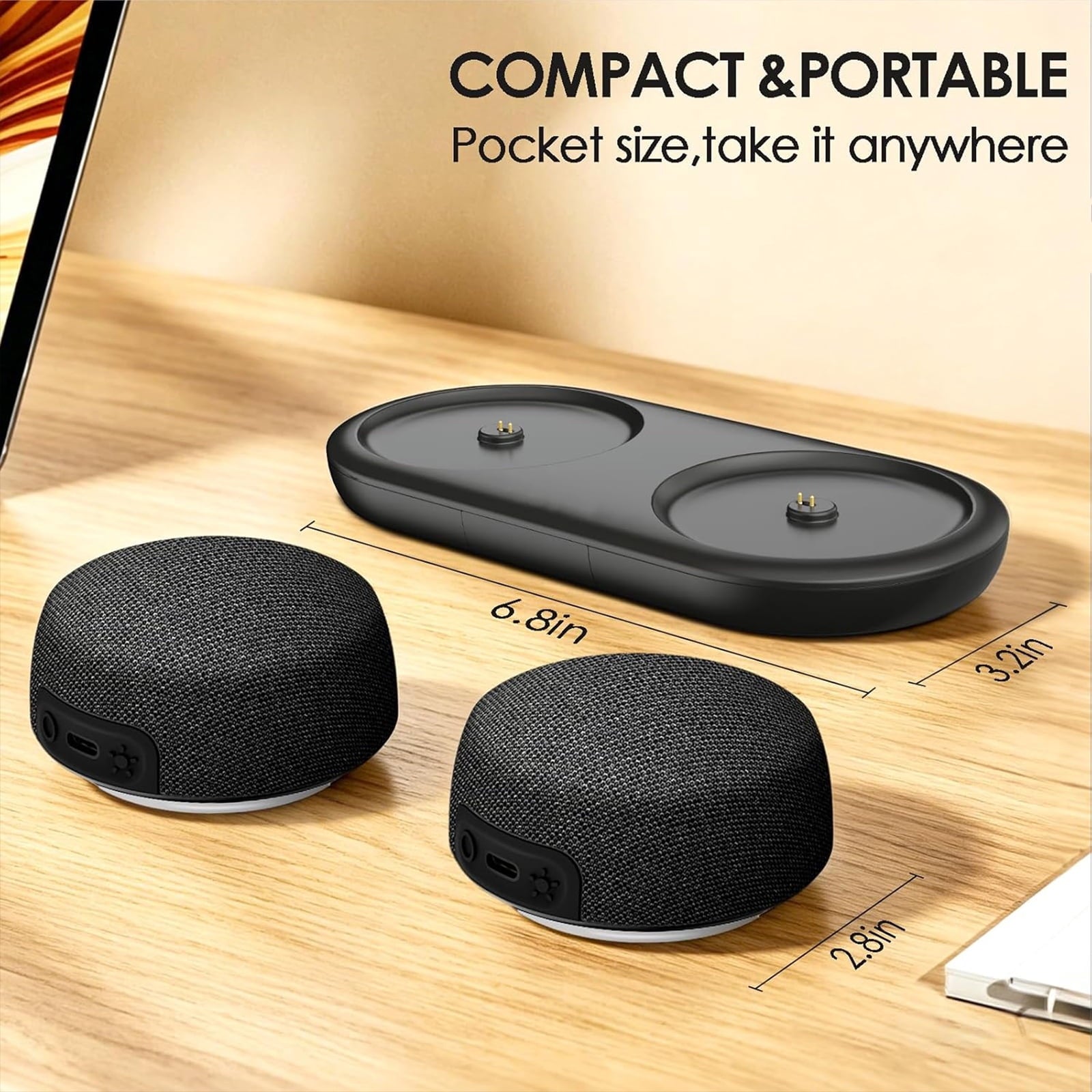 Dual Bluetooth Speaker Set with Magnetic Base Multi Room Wireless Speaker with Bluetooth 5.4 TWS Stereo Surround Sound & RGB Lights 10H Playtime for TV Home Theater