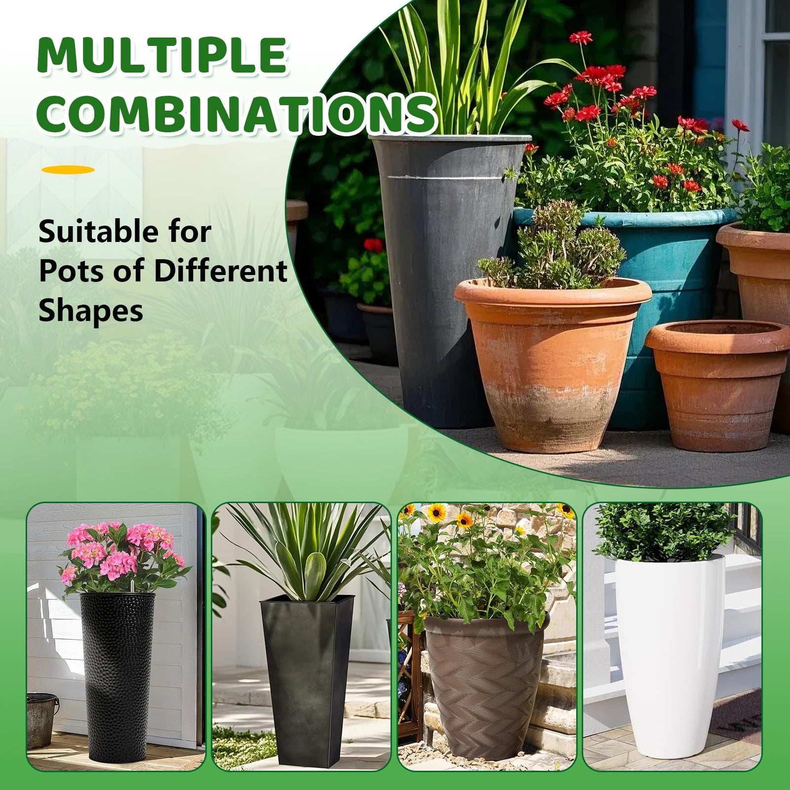 2 Pack Plant Risers for Inside Pots 21-34 Adjustable Height Plant Risers with Drainage Holes Rise Planter Filler Risers for Tall Flower Pots and Large Plant Pots 6 8 10 Base or Top
