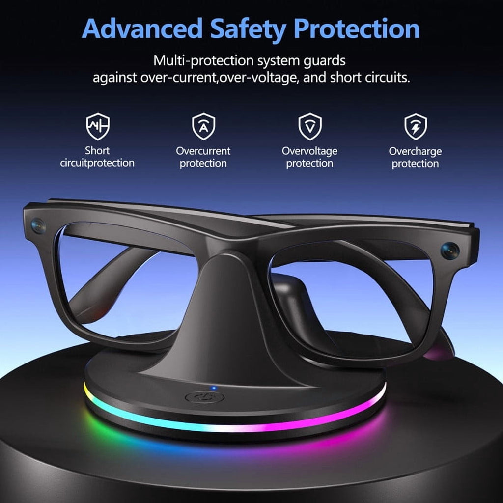 Charging Station for Meta Wayfarer/Skyler/Headliner Portable Charging Dock Compatible with Oakley Meta HSTN RGB Travel Charging Stand with Cable LED Indicator