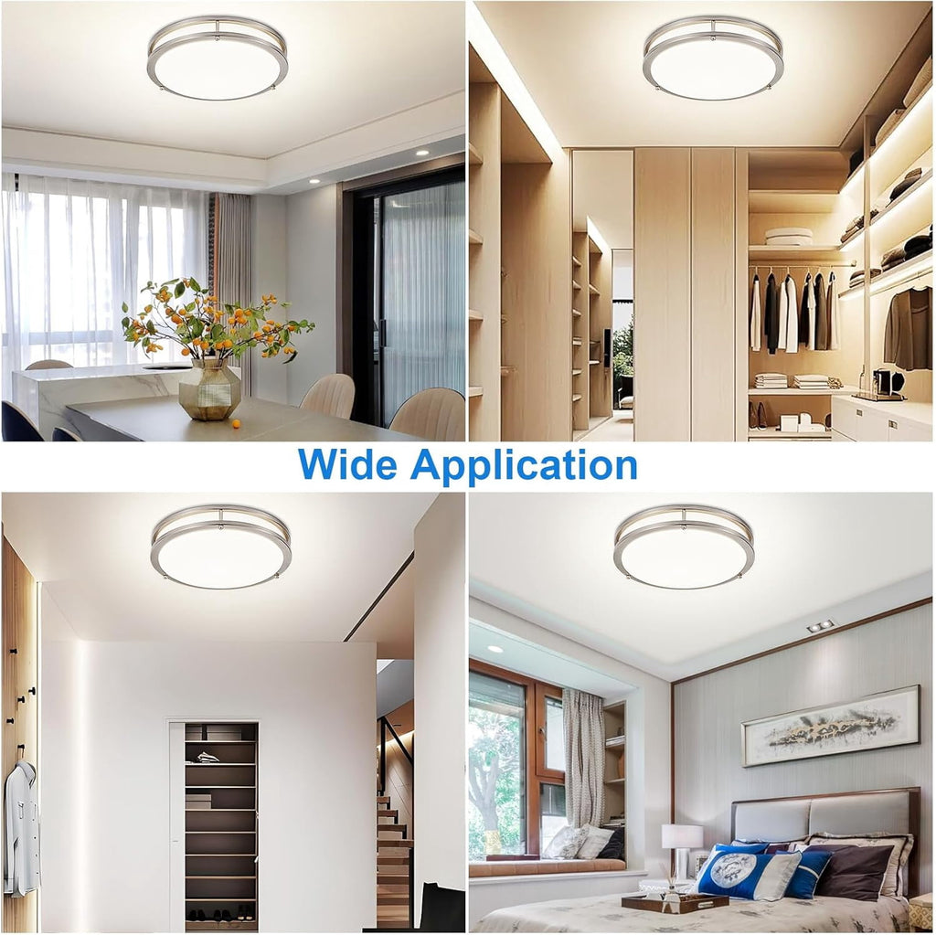 Modern Flush Mount Ceiling Light 12 Dimmable LED Ceiling Light Fixtures with 5 Color Temp Close to Ceiling Light Fixtures for Bedroom Living Room & Kitchen Silver