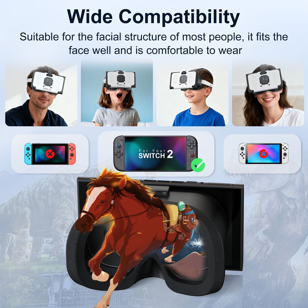 Newest VR Headset for Nintendo Switch 2 Model 3D VR Glasses with Adjustable Lens for Virtual Reality Gaming Experience Switch VR Labo Goggles Adjustable Headset for Nintendo Switch 2 White