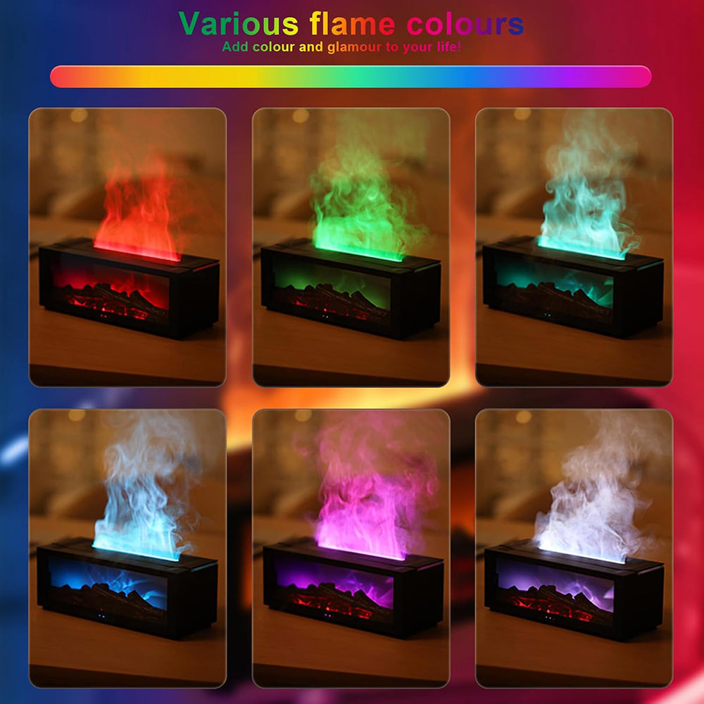 Flame Essential Oil Diffuser 3D Flame Fireplace Aromatherapy Machine Colorful Humidifier with Remote Control Fireplace Flame