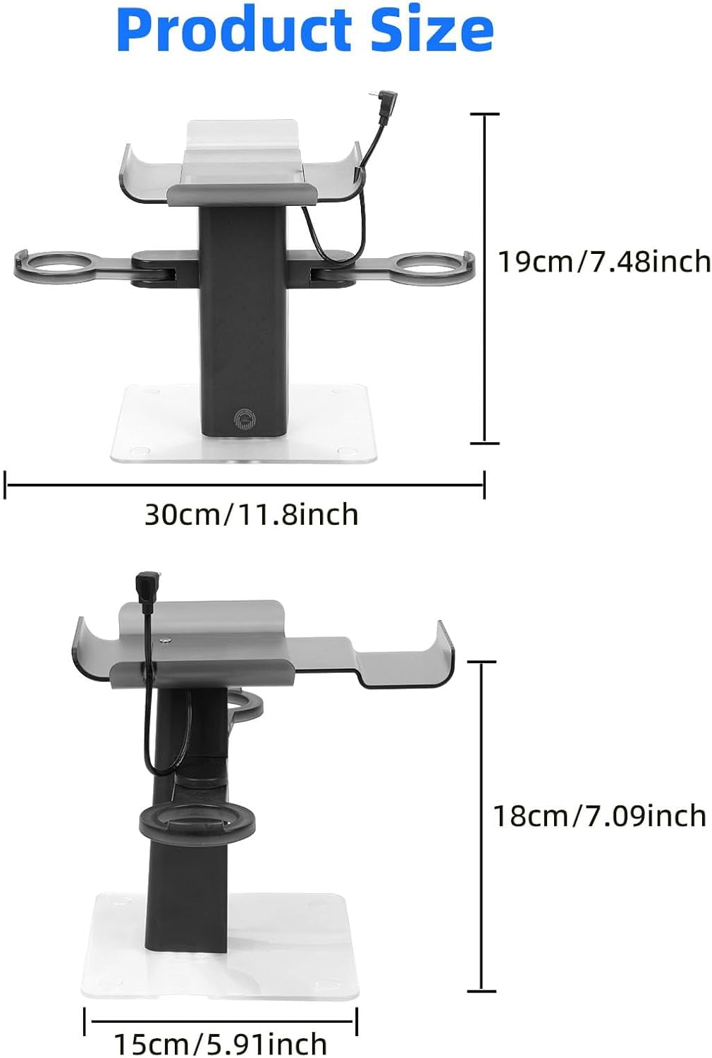 VR Stand Headset Charging Dock for Quest 3S/Quest 3/Quest 2 VR Headset Display Stand and Stable Bracket Storage Base Bottom RGB LED Light