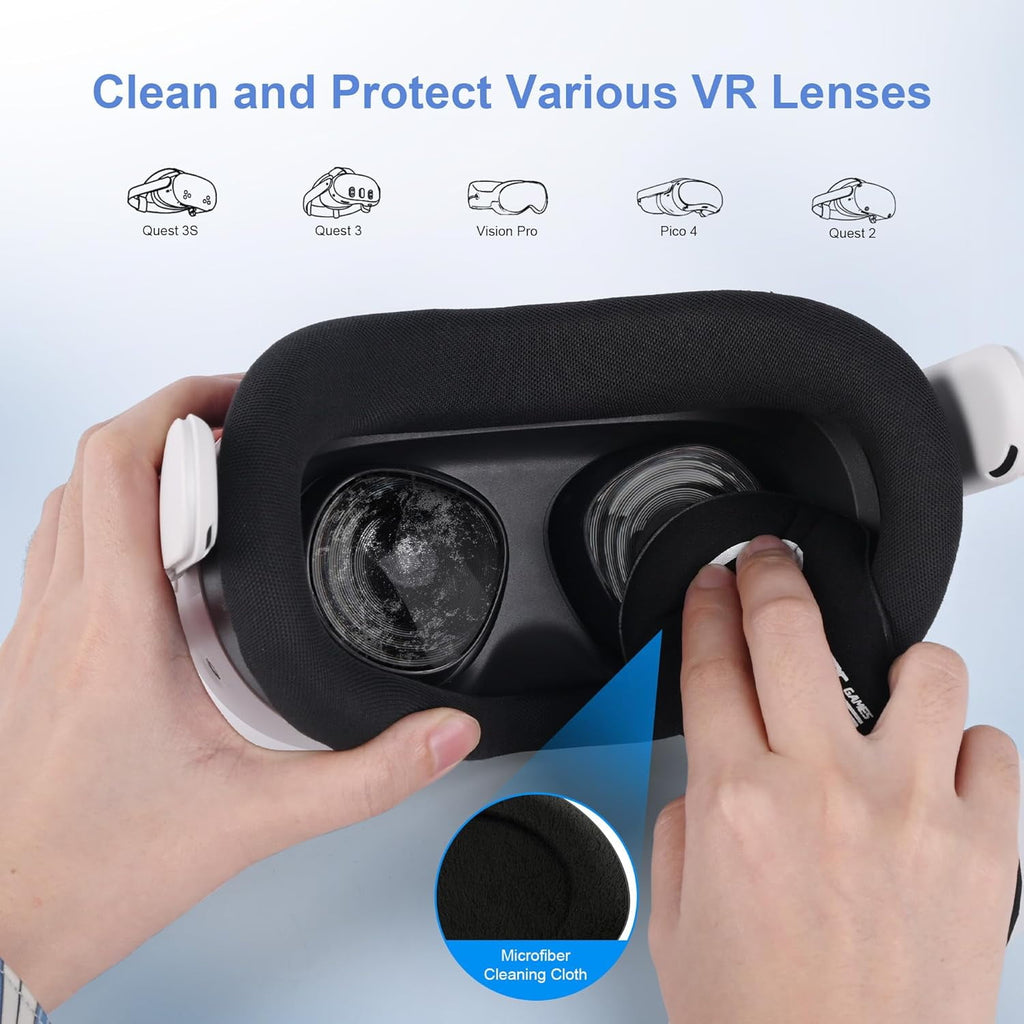 Lens Protector Set Compatible with Meta Quest 3S Accessories Soft Lens Protector Cover Glasses Spacer with Blue Light Blocking Glasses for Oculus Quest 3S/Quest 2