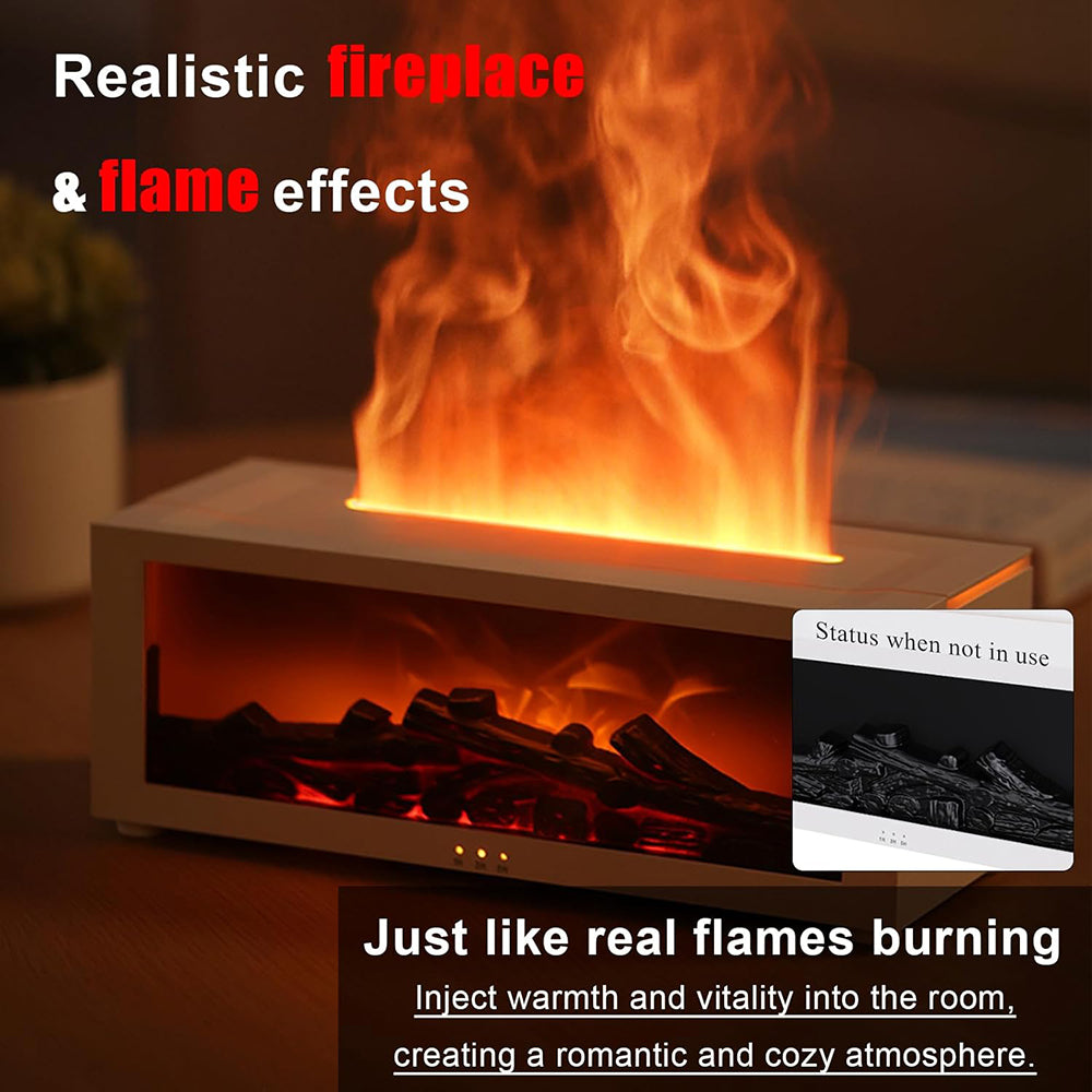 Flame Essential Oil Diffuser 3D Flame Fireplace Aromatherapy Machine Colorful Humidifier with Remote Control Fireplace Flame