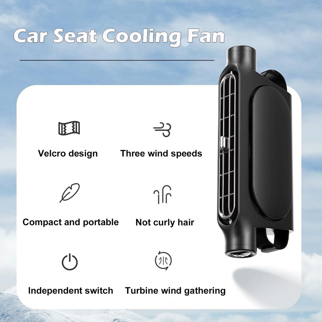 Wiher Car Seat Fan Car Fan Seat Cooling Fan with 3 Speed Rotating Fan to Cool Your Back Suitable for Car RV SUVs Trucks and Kids Blows Out Cool Air (Black)