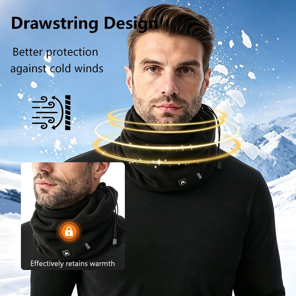 Heated Scarf for Women Men USB Electric Neck Warmer with 3 Temperature Settings Winter Polar Fleece Heated Neck Gaiter Windproof Face Cover for Outdoor Skiing Hiking Fishing Black