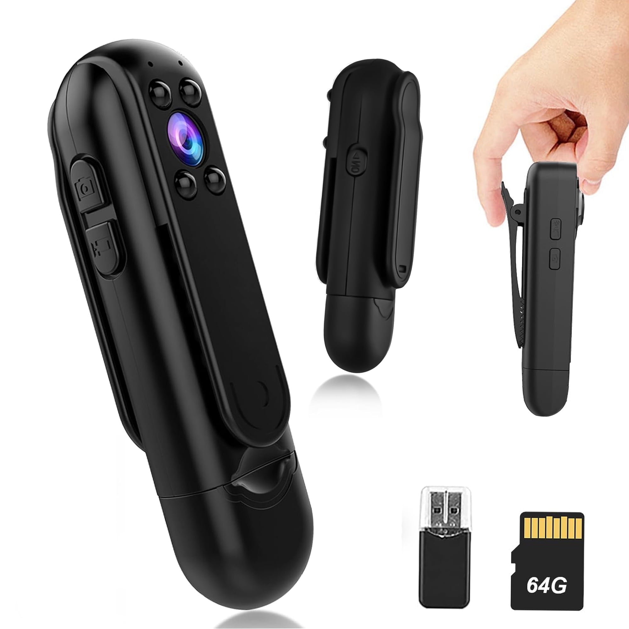 Body Camera 1080P Wearable Personal Portable Cameras Record Mini Body Camera with Audio and Video Recording Pocket Tiny Body Camera for Traveling Walking Cycling Work Records