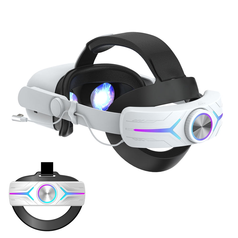 Battery Head Strap for Meta Oculus Quest 2 Extend Playtime Adjustable Strap with Thickened Pad for Enhanced Support for VR Accessories Fast Charging 8000mAh Battery