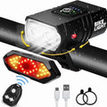 Bike Light Set with Bike Horn Alarm Remote Control Bike Tail Light with Turn Signals Bike Headlight for Night Riding Rechargeable Rear and Front Bike Light