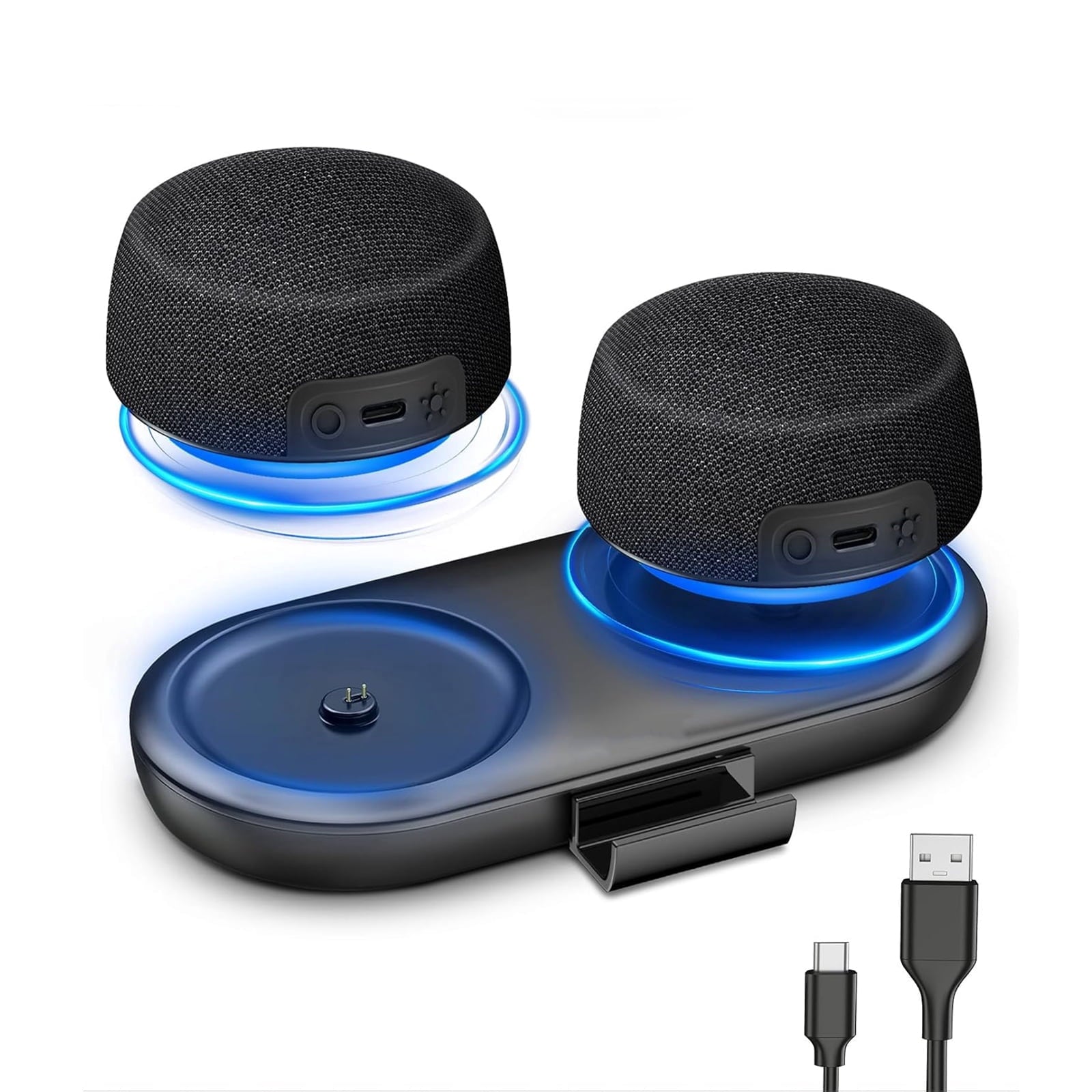 Dual Bluetooth Speaker Set with Magnetic Base Multi Room Wireless Speaker with Bluetooth 5.4 TWS Stereo Surround Sound & RGB Lights 10H Playtime for TV Home Theater