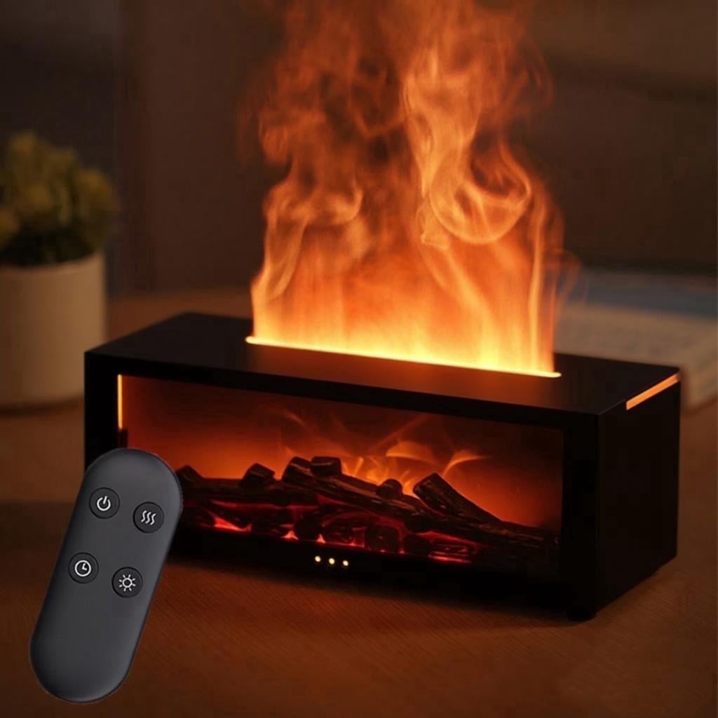 Flame Essential Oil Diffuser 3D Flame Fireplace Aromatherapy Machine Colorful Humidifier with Remote Control Fireplace Flame