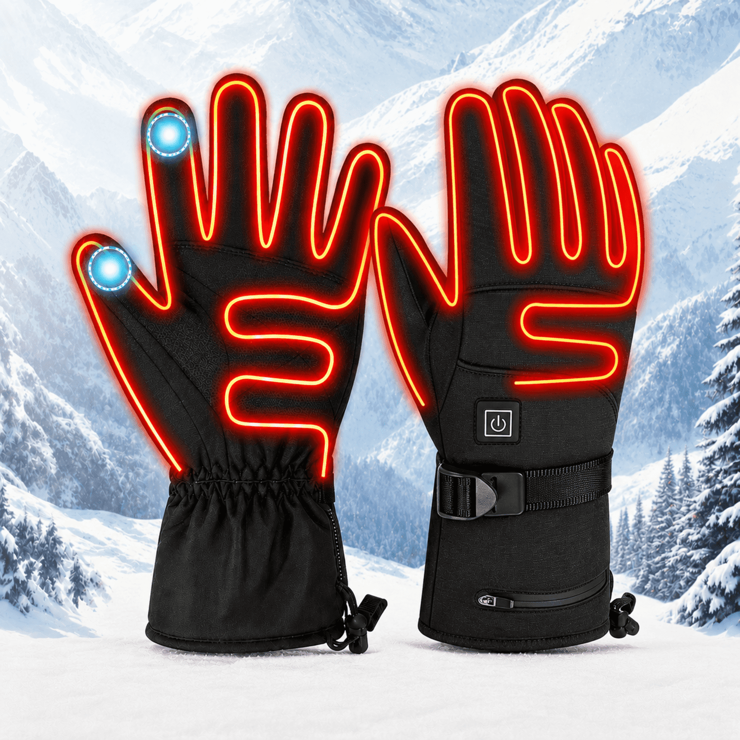 Heated Gloves for Men Women 5000mAh Rechargeable Battery Electric Heated Gloves with 3 Temperature Touchscreen Winter Warm Glove Windproof Waterproof Thermal Heated Gloves for Skiing Hiking Cycling