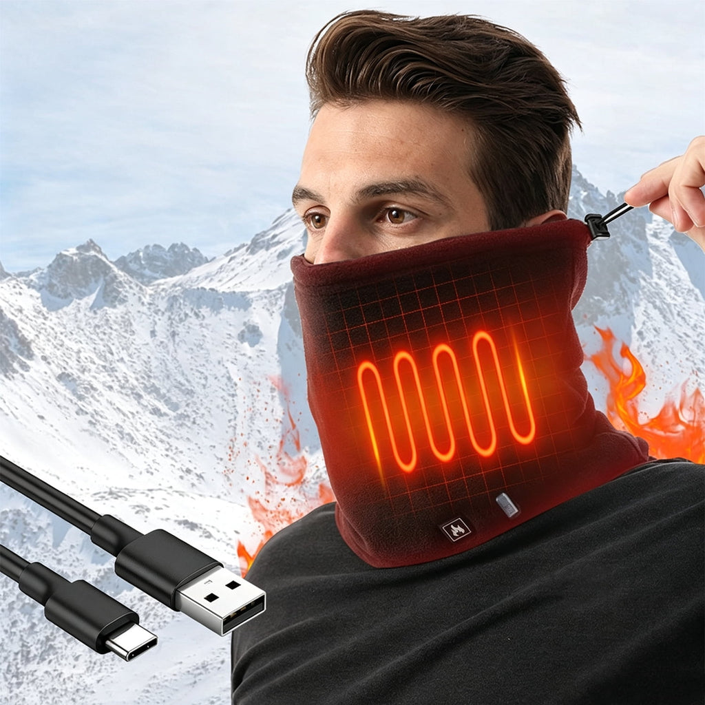Heated Scarf for Women Men USB Electric Neck Warmer with 3 Temperature Settings Winter Polar Fleece Heated Neck Gaiter Windproof Face Cover for Outdoor Skiing Hiking Fishing Black
