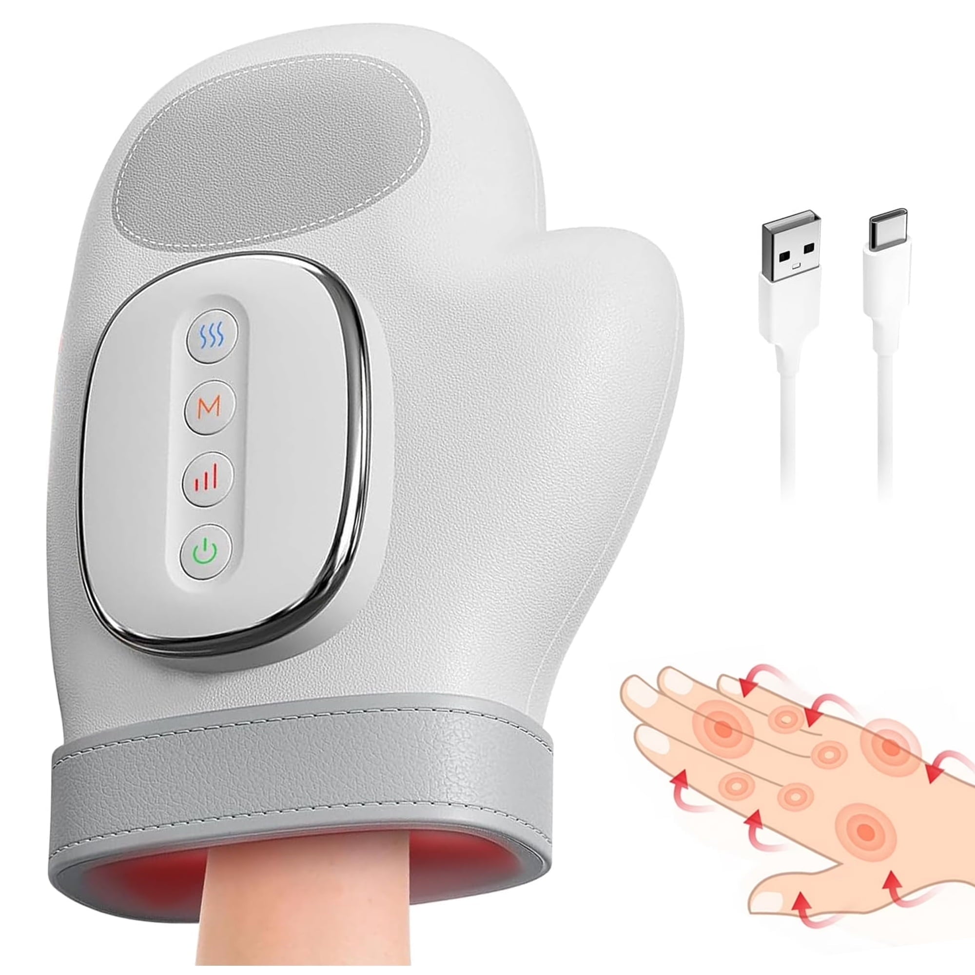 Hand Massager with Heat & Compression - Relieves Hand Fatigue & Soreness - Wrists & Fingers Massager for Stress & Pain Relief - Cordless Hand Massager for Arthritis & Carpal Tunnel - Ideal Gift
