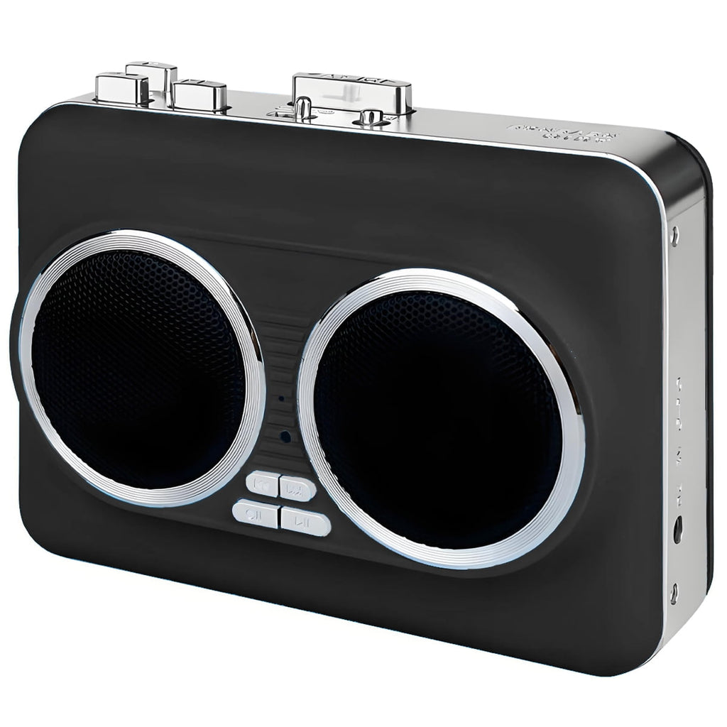Portable Cassette Player with Auto Reverse Convert Tapes to Digital Files via USB Cassette Audio Player Tape to MP3 Converter Powered by USB Power Cord or AA Battery - Black
