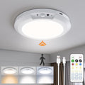 Rechargeable Ceiling Light No Wiring Battery Operated Ceiling Lights with Remote Motion Sensor Dimmable Timing Motion Activated Overhead Shower Light for Bathroom Pantry Hallway Porch，1PCS
