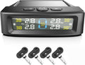 RV Tire Pressure Monitoring System Tire Pressure Monitor with Solar Charge LCD Display Auto Sleep Mode for Trailer Truck Off Road Pickup(4 Sensors Built In Didi Version)