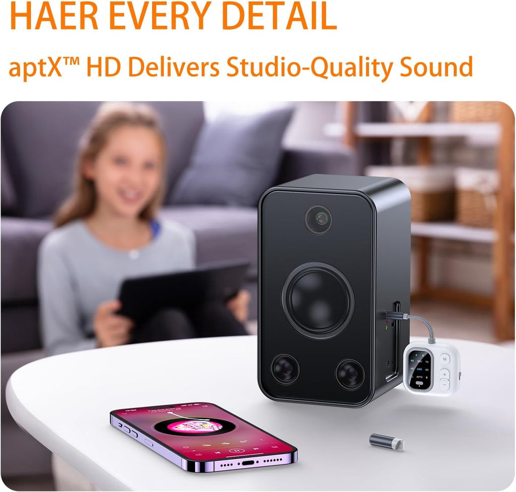 Bluetooth Transmitter Receiver for TV 2-in-1 Wireless Bluetooth Audio Adapter for Airplane Support 2 Wireless Headphones D ual Pairing & Hands-Free Calling