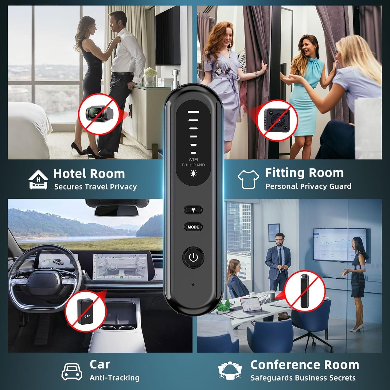 Prociv Smart Hidden Camera Detectors Bug Detector RF Detector GPS Tracker Detector Device to Detect Listening Devices for Office Hotel Travel and Car Indoor Use Black