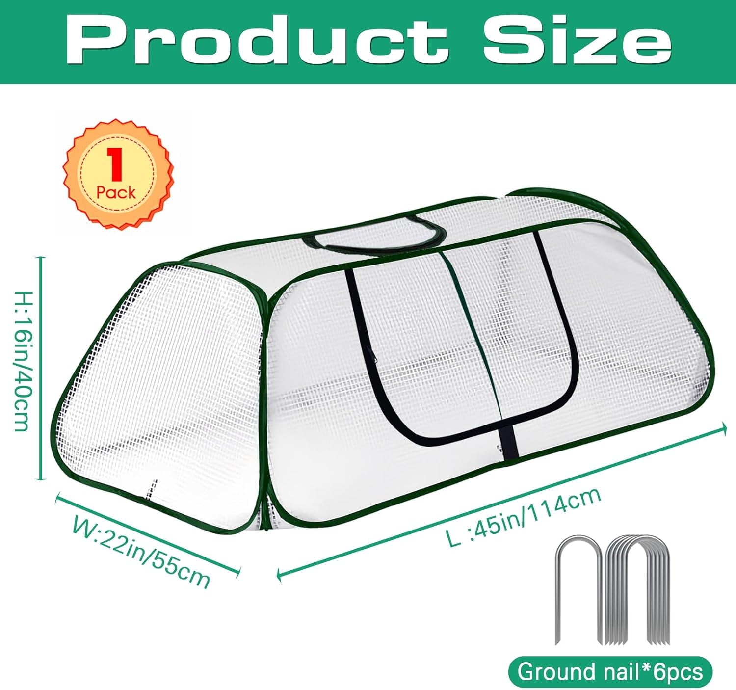 Garden Plant Covers Garden Covers with Roll-up Zipper Door Raised Garden Bed Cover Garden Row Plants Cover Accelerator Greenhouse Cover for Protecting Seedlings Fruits Vegetable Rows