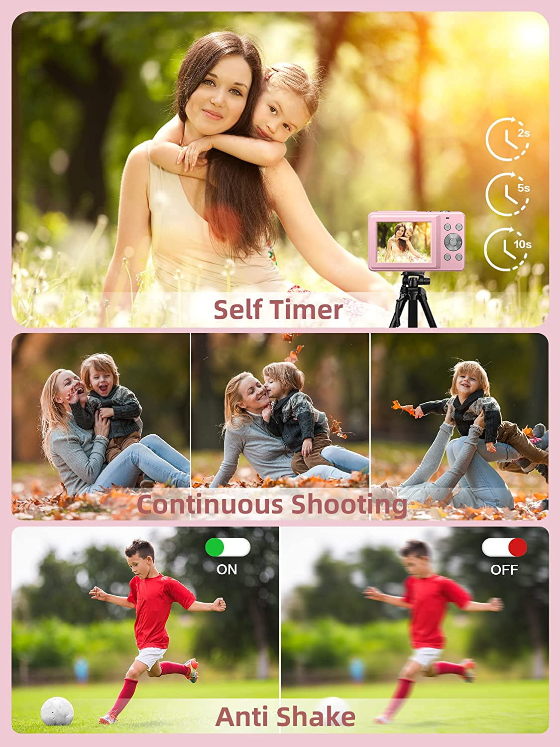 Digital Camera FHD 1080P Camera Digital Point and Shoot Camera with 16X Zoom Anti Shake Compact Small Camera for Boys Girls Kids