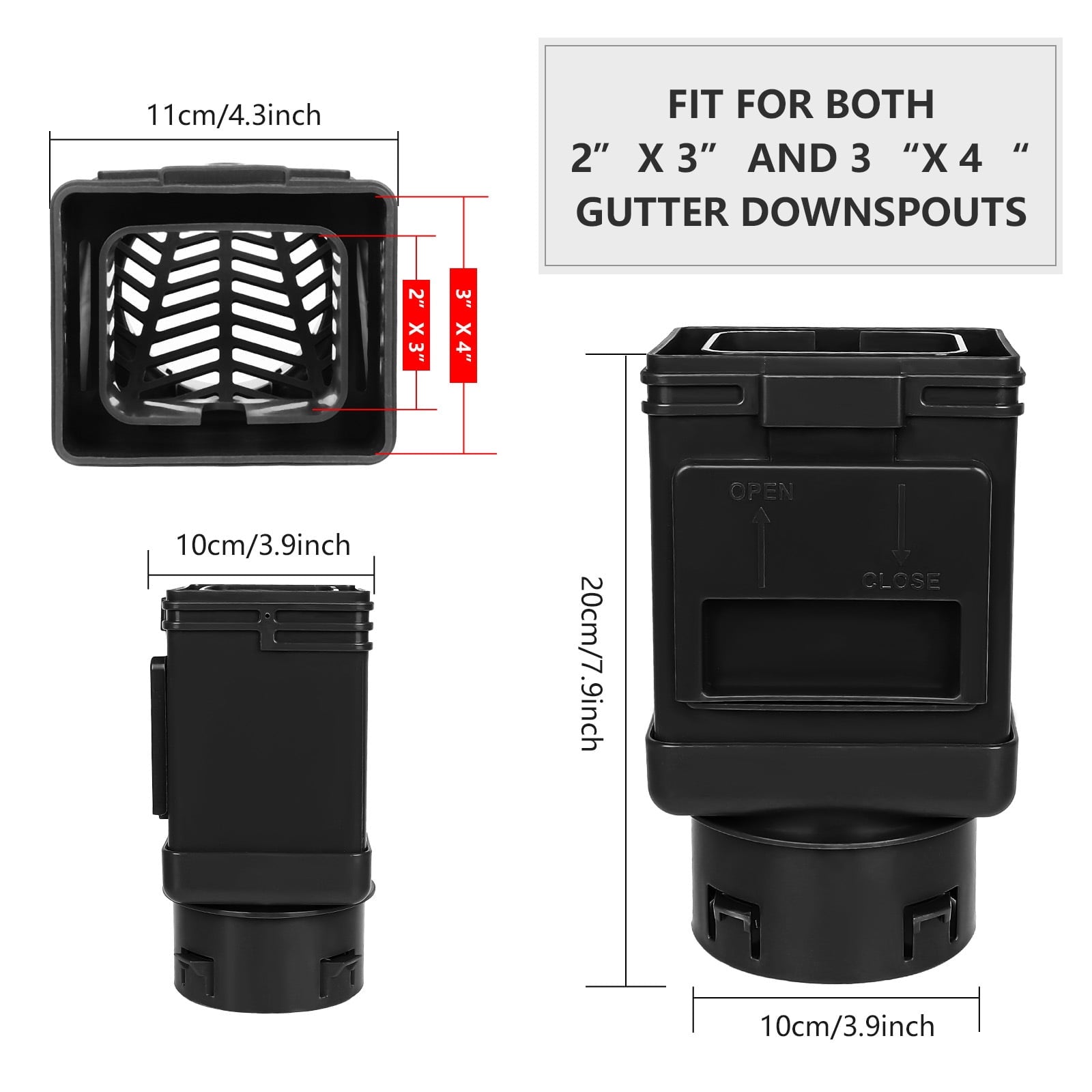 Downspout Filter 2 Pack Downspout Leaf Filter Gutter Downspout Screen 2 ×3 and 3 ×4 Drainpipe Filter Downspout Cleanout Leaf Removers White