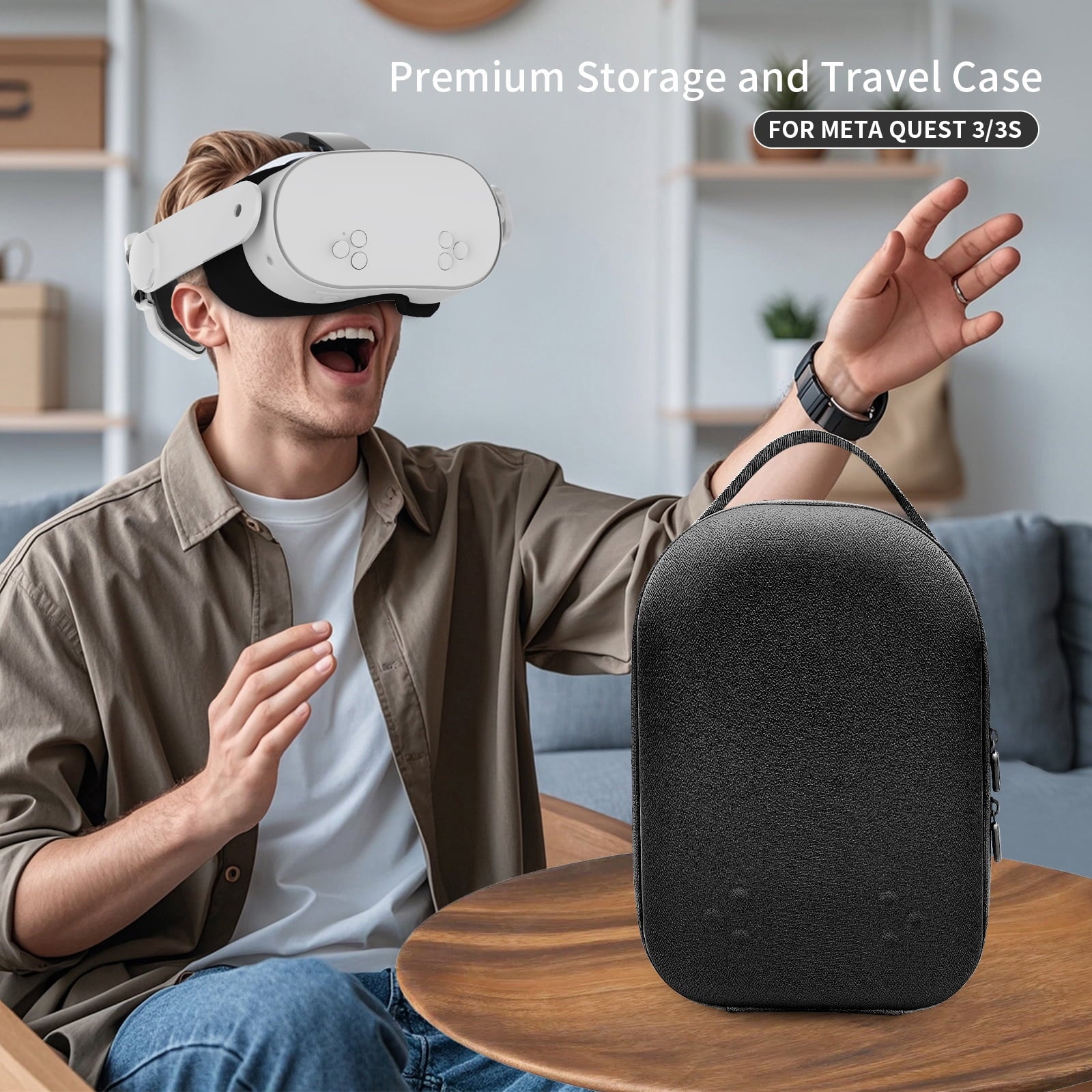 Hard Carrying Case Compatible with Oculus Meta Quest 3S/Quest 3/Quest 2 Official Original/Elite Strap Version VR Headset and Touch Controller Accessories Suitable for Travel and Home Storage